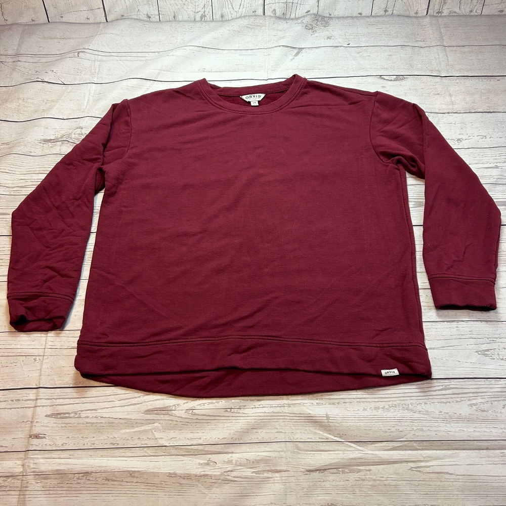 Orvis Sweater Red Maroon Burgandy‎ Pullover Crew Neck Sweatshirt Women's Large